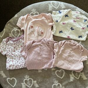 Pink and White short sleeve onesies